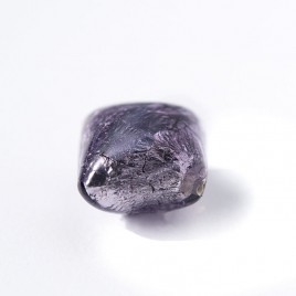 Tanzanite 12x12mm Diamond Cushion Silver Foil Czech Glass Lampwork Bead