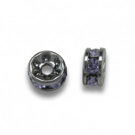 Tanzanite 4.5mm Black Plate Czech Crystal Rhinestone Rondelles