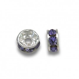 Tanzanite 4.5mm Silver Plate Czech Crystal Rhinestone Rondelle