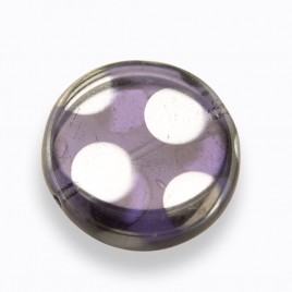 Tanzanite Disc 17mm With Silver Peacock Spots  Pressed Glass Bead - Retail system