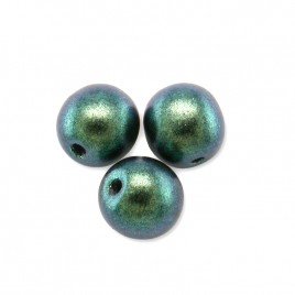 Teal-Green Iridescent Metallic coated 6mm round Czech glass druk beads - Retail system