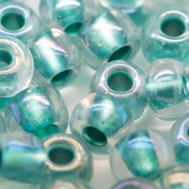 Teal metallic colour lined rainbow coated size 32/0 seed beads - Retail system