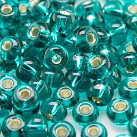 Teal silver lined size 5/0 seed beads- Retail system
