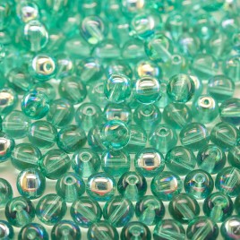 Turquoise AB 6mm round Czech glass druk beads