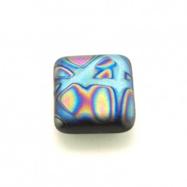 Verdure Peacock Matt 10x10mm Square Czech Glass Bead