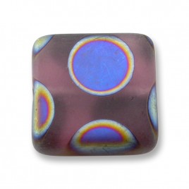 Very Grape Peacock Matt 15x15mm Square Czech Glass Bead