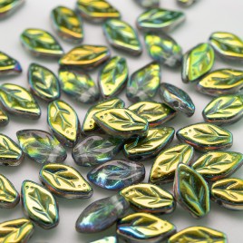 Vitrail wavy leaf 10x6mm glass bead.